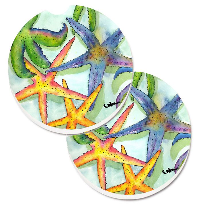 Caroline's Treasures Starfish Set of 2 Cup Holder Car Coasters 8542CARC, 2.56, Multicolor