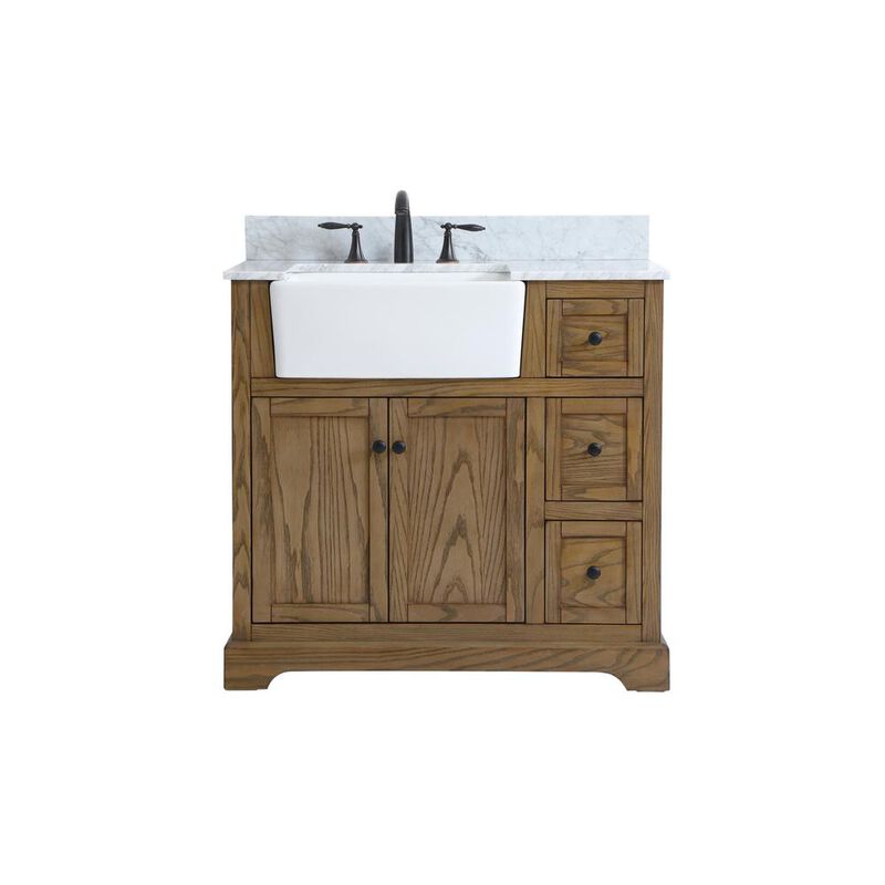 Elegant Kitchen and Bath 36 inch Single bathroom vanity in driftwood with backsplash