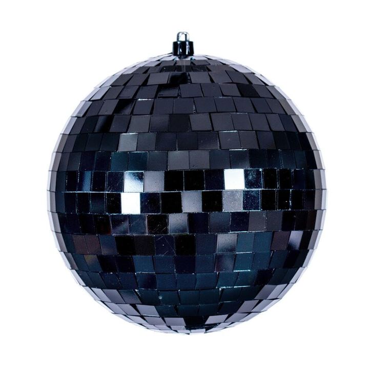 Vickerman 6" Black Mirror Ball Ornament 4 Per Bag