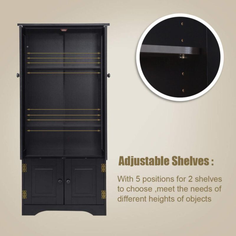 Hivvago Accent Storage Cabinet Adjustable Shelves-Black