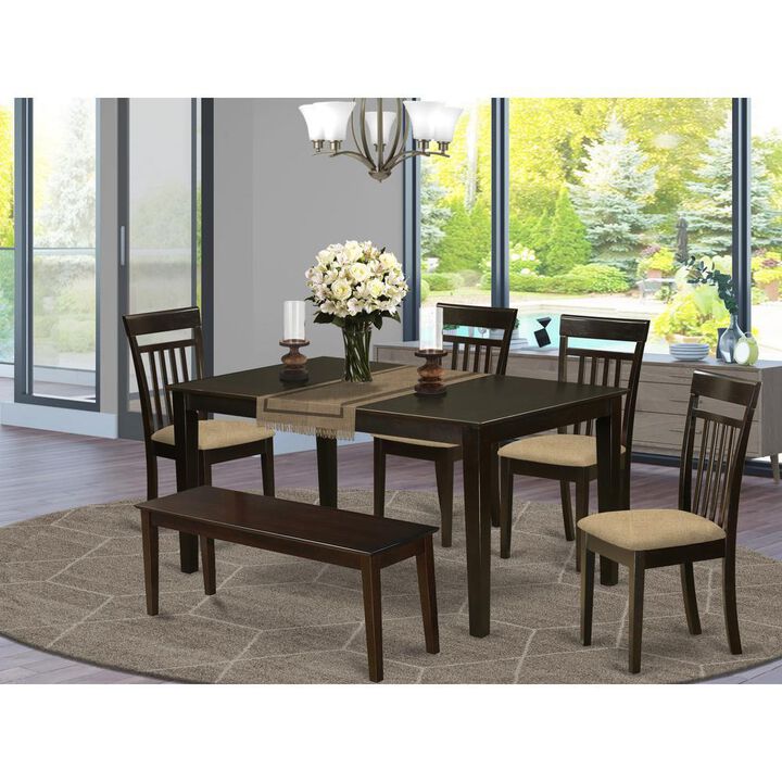 6 PC Dining room set-Top Kitchen Table and 4 Kitchen Chairs plus a bench