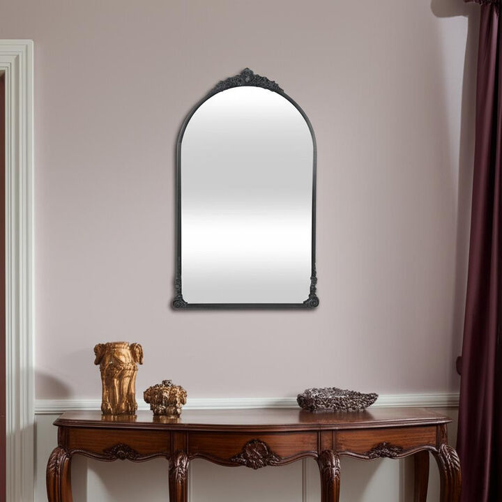HomeRoots 34" Black Metal Arch Accent Mirror