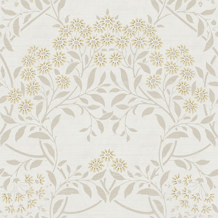 Penelope Light Yellow Floral Damask Wallpaper