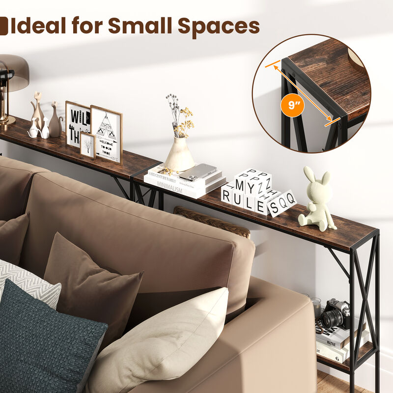 Compact Narrow Console Table with 2-Tier Storage – Entryway or Living Room Furniture