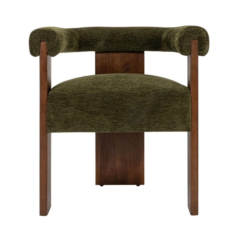 Barrel Back Accent Chair with Velvet Upholstery and Wood Frame, Green image number 3