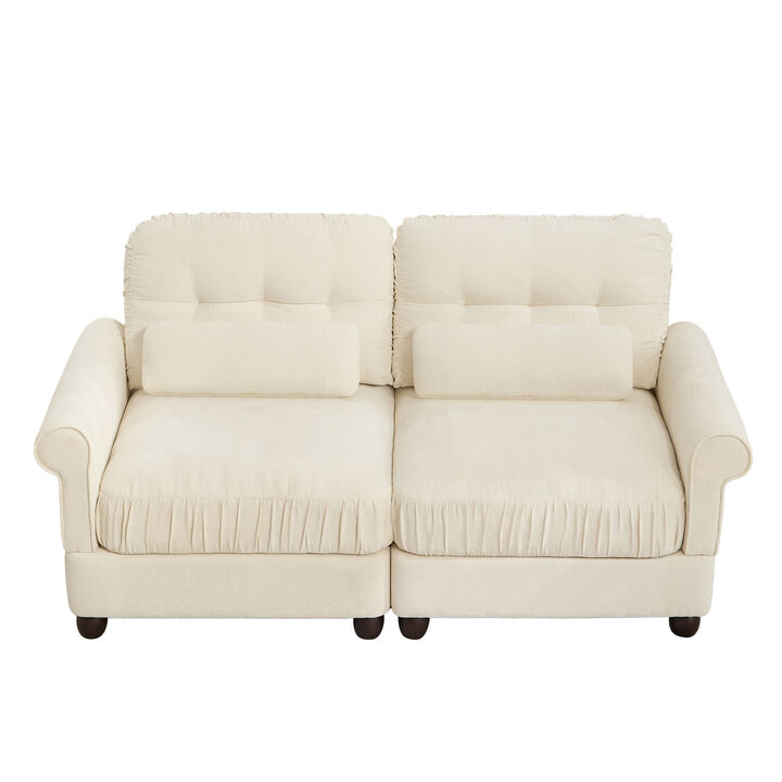 Septex Mid Century Modern Chenille Loveseat Sofa