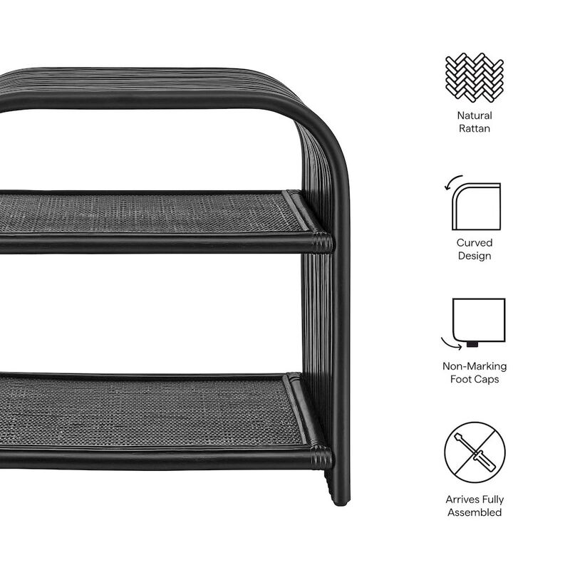 Eve Curved Natural Rattan Side Table image number 2