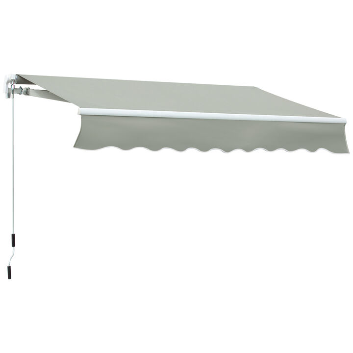Outsunny 8' x 7' Patio Retractable Awning/Manual Exterior Sun Shade Deck Window Cover, Grey