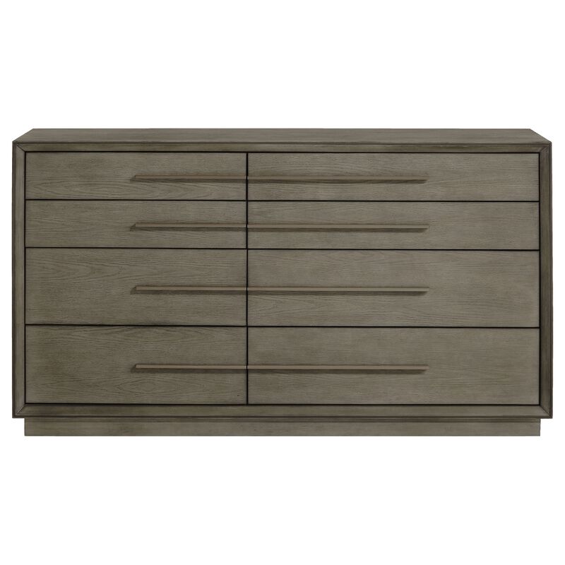Lyni Wide Dresser, 8 Storage Drawers, Open Shelf, Taupe Oak Brown image number 7