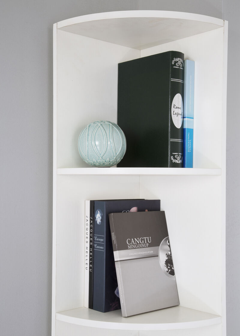 White 5 Tier Corner Bookcase Wooden Display Shelf Storage Rack Multipurpose Shelving Unit