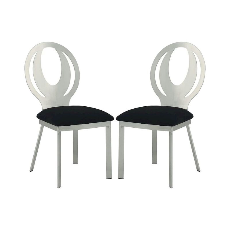 Simple Relax Dining Chair, Silver And Black Set of 2 image number 0
