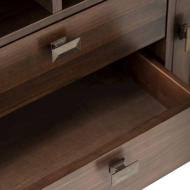 Simpli Home 72 Inch Tv Media Stand In Natural Aged Brown For Tvs Up To 80 Inches