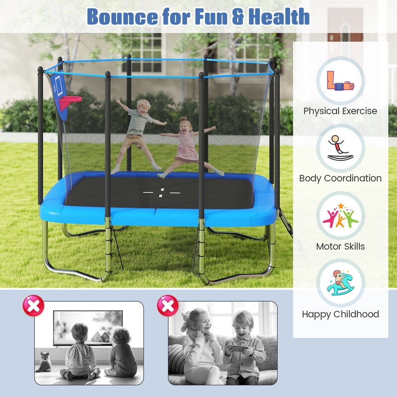 Heavy Duty Rectangle Outdoor Trampoline with Basketball Hoop image number 5