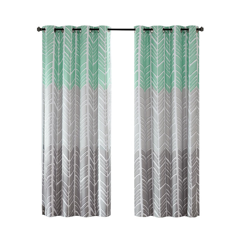 Gracie Mills Oberon Geometric Chevron Total Blackout Curtain Panel