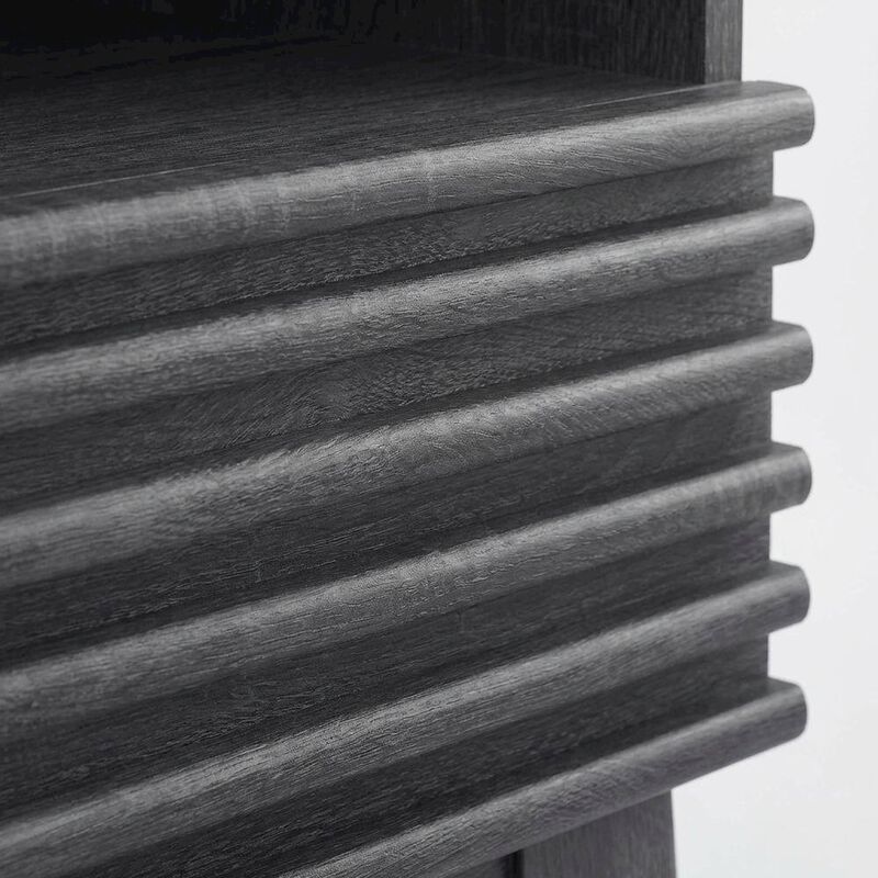 Nightstand in Gray Tone with Contemporary Design, Sturdy Base, Sleek Finish image number 4