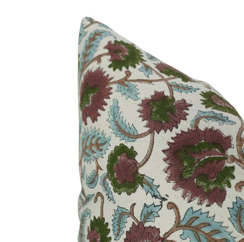 Fabdivine Handmade Sustainable Block Print Cotton Blue or Red Cushion Cover with Invisible Zipper es, Mandakani image number 6