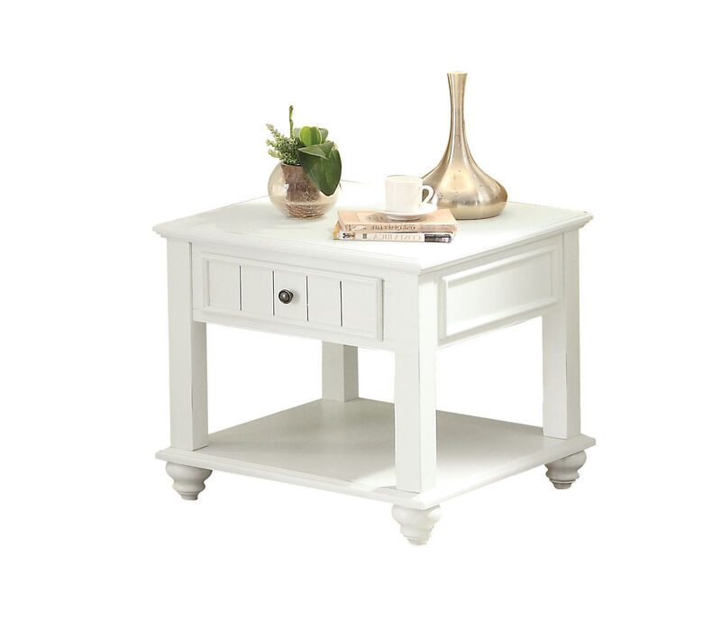 Modern Square End Table with Drawer and Open Shelf for Home Decor