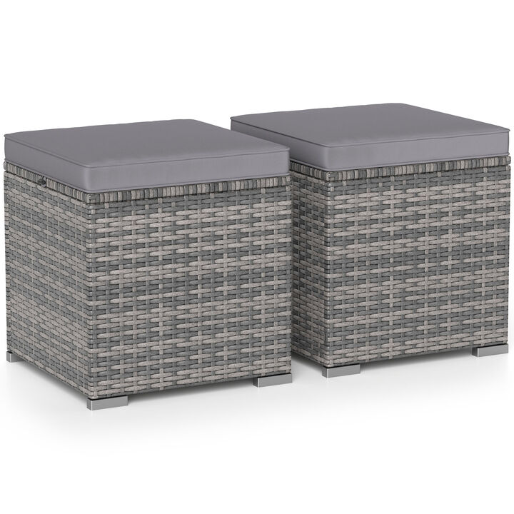 Set of 2 Outdoor Patio Ottomans with Hidden Storage Space