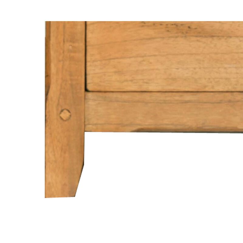 Marv Nightstand, 3 Drawers, Rustic Light Brown Solid Wood 29 Inch - Benzara