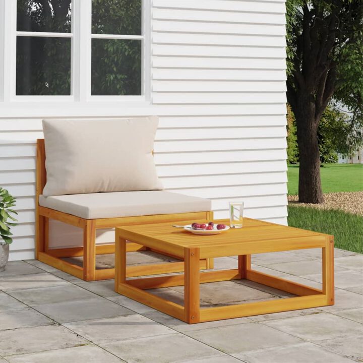 vidaXL Solid Acacia Wood Coffee Table | 26.8"x26.8"x11.4" Brown Taupe | Outdoor Patio Furniture | Refined Craftsmanship | Slatted Tabletop Design