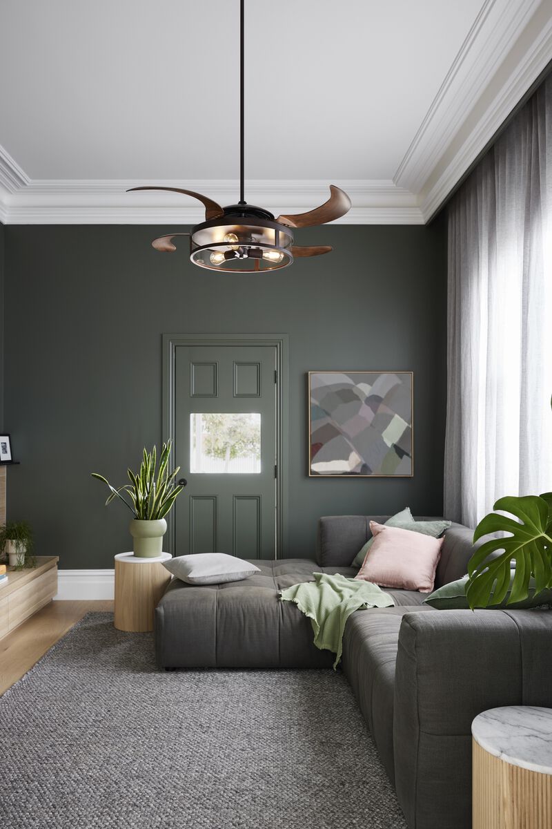 Fanaway Classic 48" Retractable Blade Ceiling Fan with Light and Remote, Modern Fandelier Ceiling Fan, Patented Design Technology, Stronger Thicker Blades image number 1