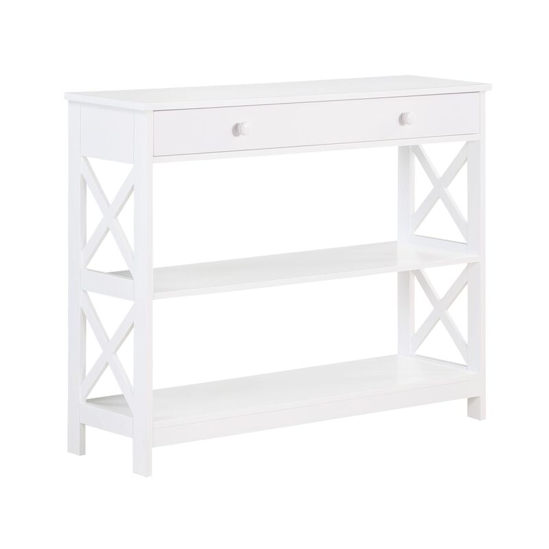 Convenience Concepts Oxford 1-Drawer Console Table 39.5"" - Farmhouse Sofa Display With Storage Shelf For Living  Family  & Dining Room  Modern Entryway Hall Table For Kitchen  Bedroom  White image number 0