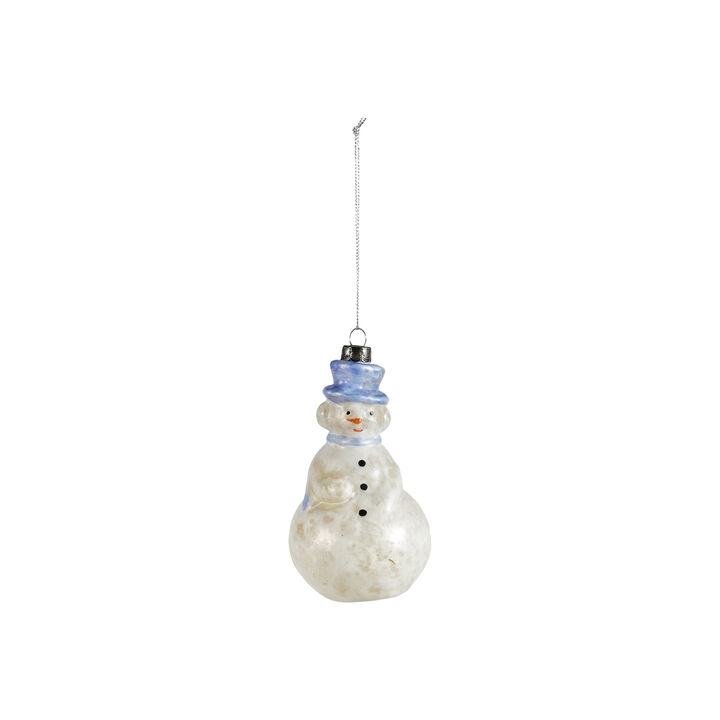 Mercury Glass Snowman Ornament in Frosted Multicolor