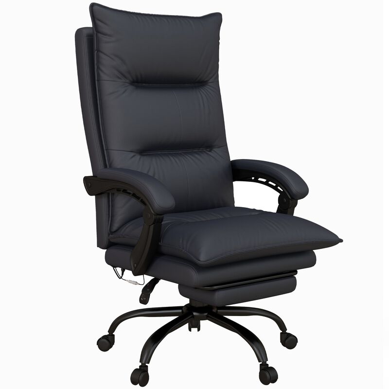 Gray Heated Massage Office Chair: 6 Vibration Points, Footrest