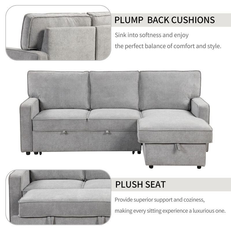 Merax Upholstery Sectional Sleeper Sofa with Storage