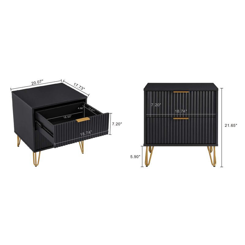 Dumbo Dresser and 2-Drawer Nightstand Set in Black image number 5