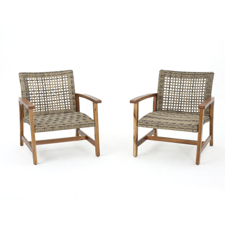 Merax 2 Pieces Outdoor Wicker Club Chairs Set