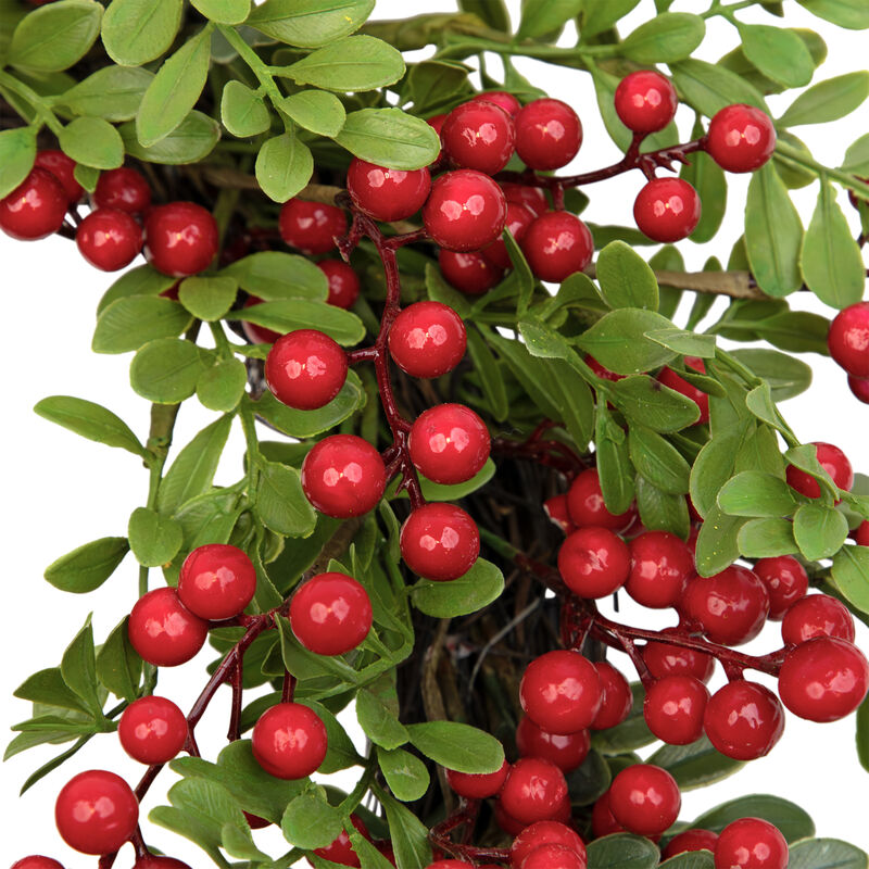 Lush Berry and Leaf Artificial Christmas Wreath  18-Inch  Unlit image number 3