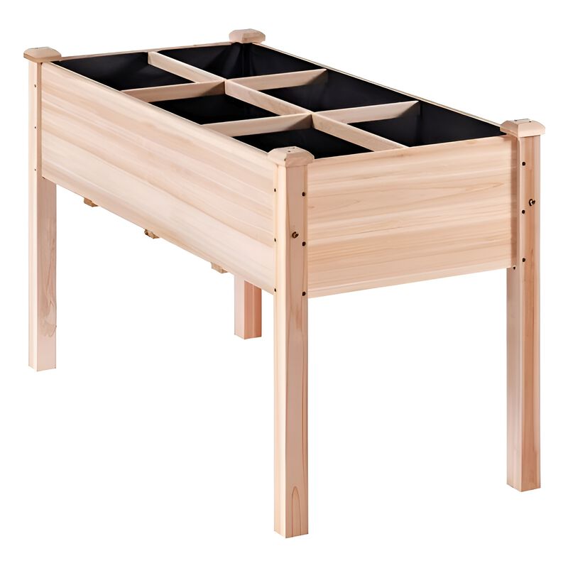Wooden Raised Garden Bed for Growing Vegetables, Herbs, and Flowers Outdoors-Burlywood image number 7