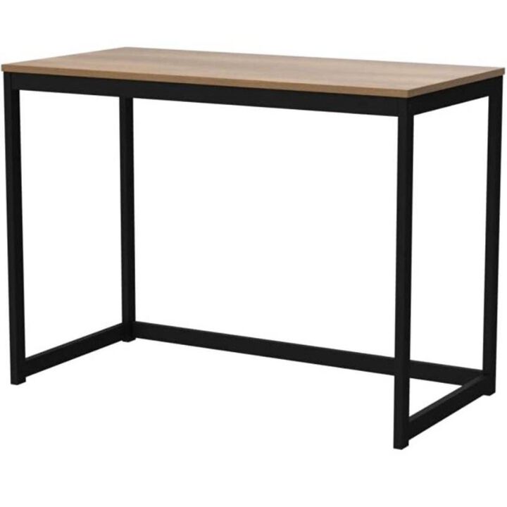 Hivvago Modern Home Office Laptop Computer Desk Table with Black Metal Frame Wood Top
