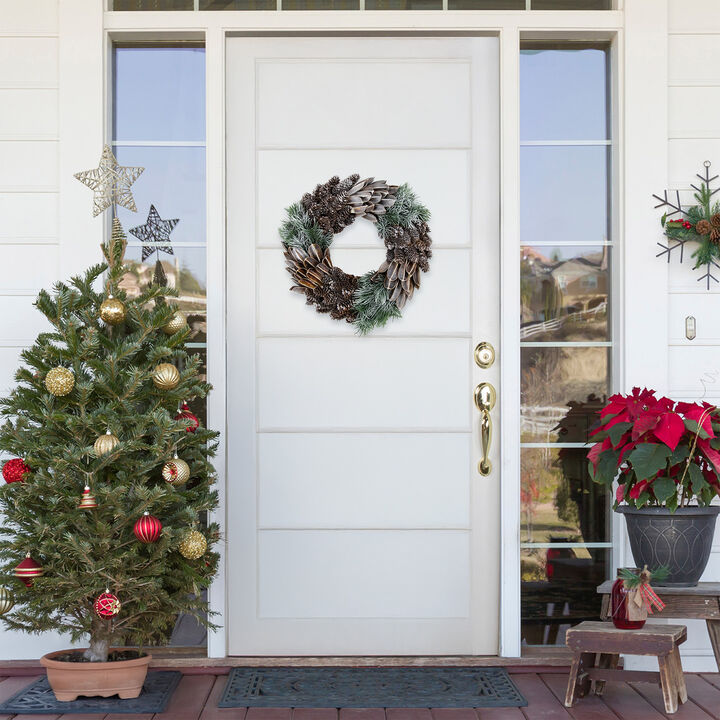 Brown and Green Pine Needle and Pine Cone Artificial Christmas Wreath  13.5-Inch  Unlit
