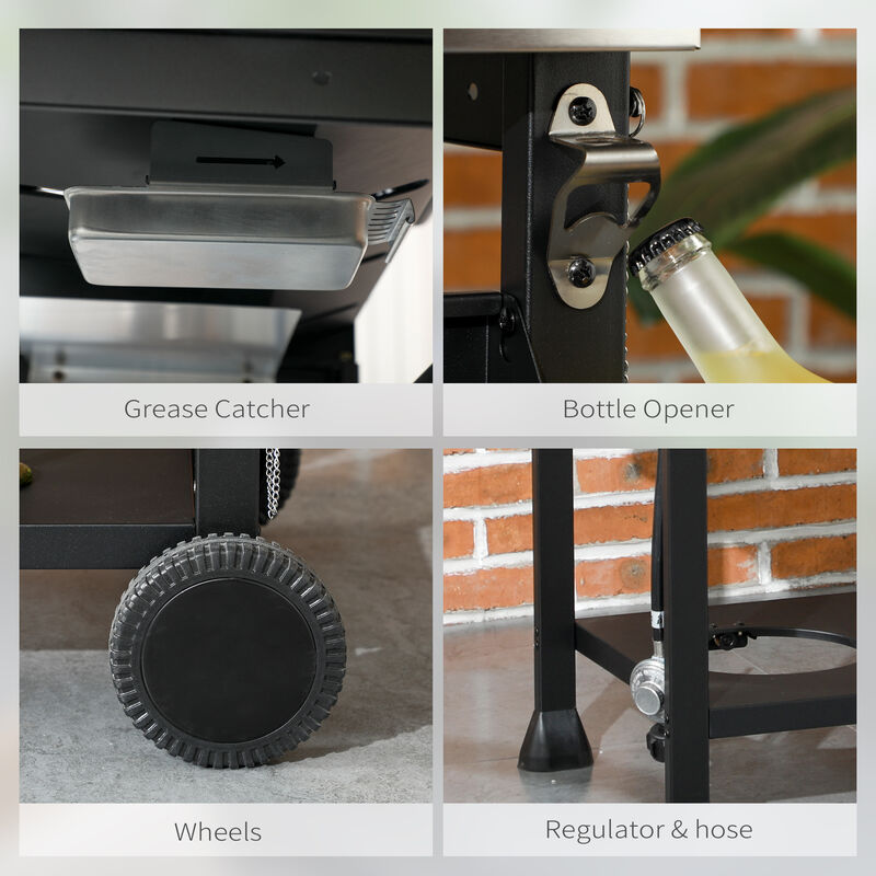 Outsunny 4 Burner Propane Gas Grill with Side Burner Outdoor Barbeque