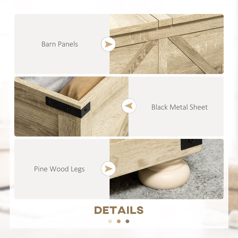 Oak Living Room Table: Farmhouse Square Coffee Table with Hidden Storage