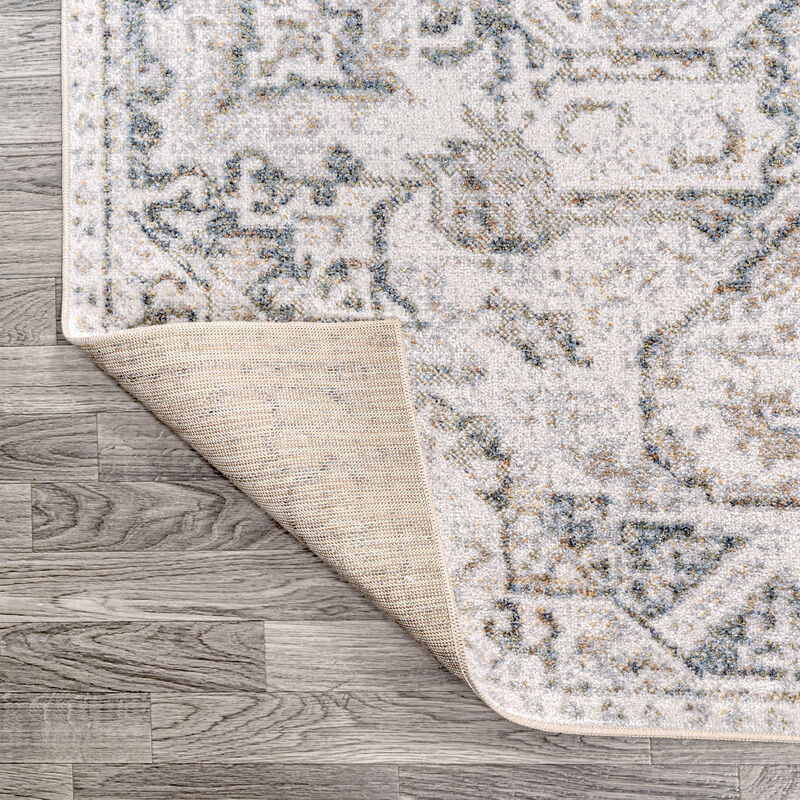 Edith Distressed Medallion Low-Pile Machine-Washable Area Rug