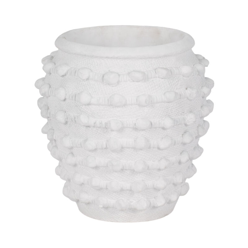 9" Woven Knot Planter, White