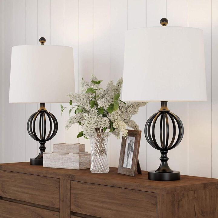 Lavish Home  Openwork Iron Orb Lights, Bulbs & Shades Table Lamps  Set of 2