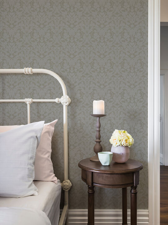Rosali Grey Scroll Damask Wallpaper (Set of 2)