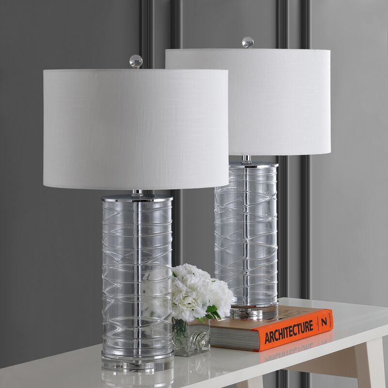 Cole Modern Fused Glass Cylinder LED Table Lamp (Set of 2)