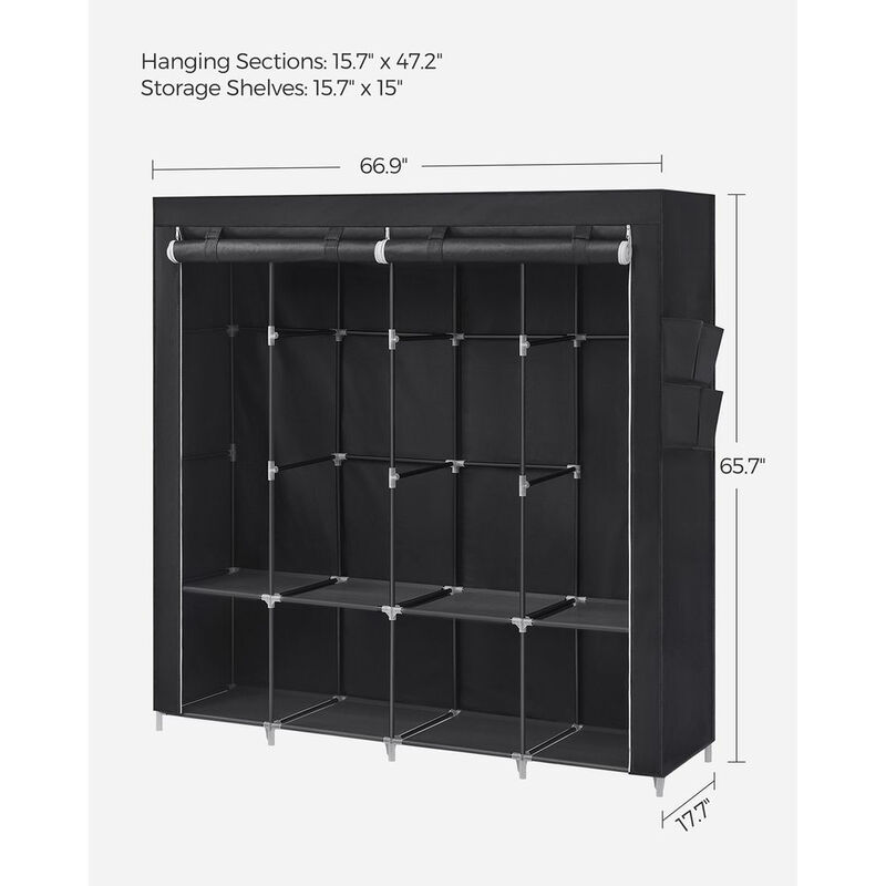 Portable Closet Wardrobe with 4 Hanging Rods and Shelves &ndash; Freestanding Clothes Organizer for Bedroom or Storage Room