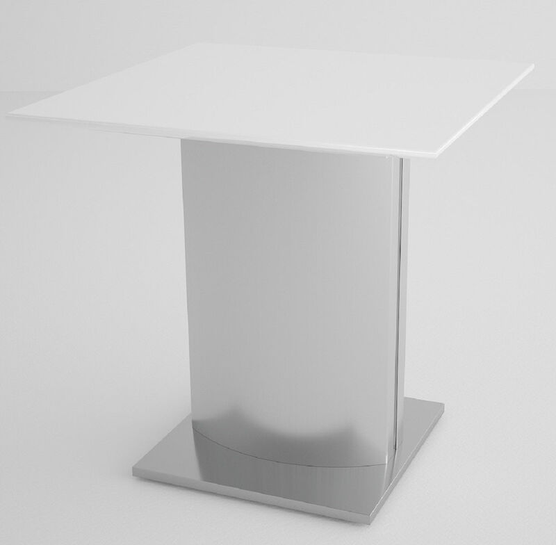 End table with pure white marble top and brushed stainless steel base
