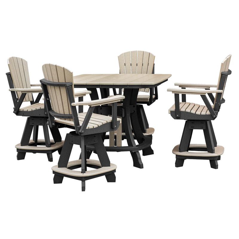 OS Home and Office Model 44S-C-WWBK Counter Height Square Table in Weatherwood with Black Base