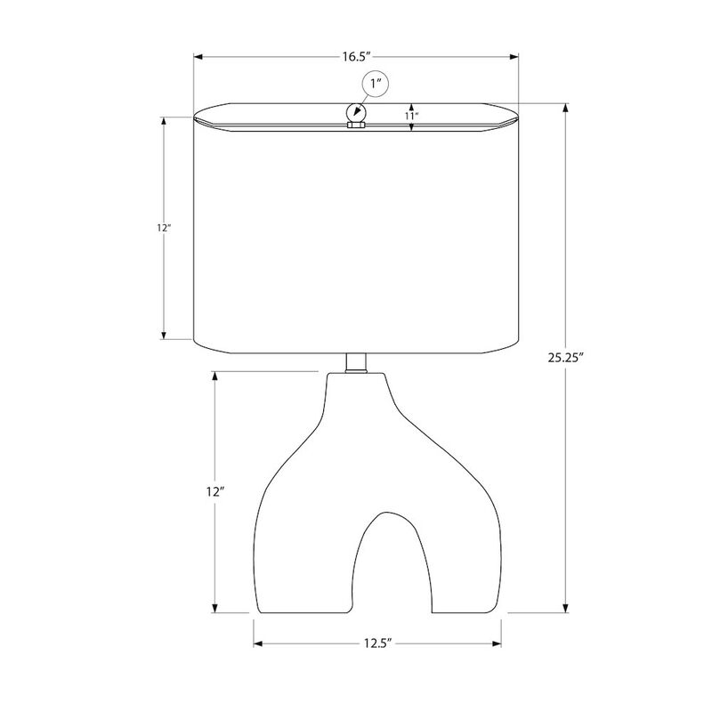 25"H, Table Lamp, White Ceramic, Ivory / Cream Shade, Contemporary, Modern