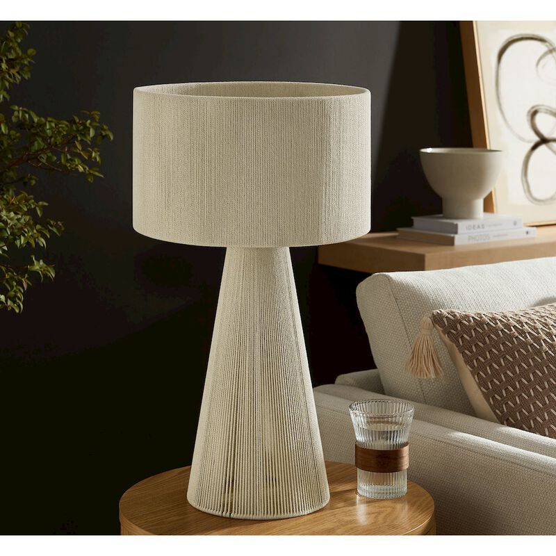 Gia Handwoven Cotton Thread Striped or Plain Table Lamp image number 7