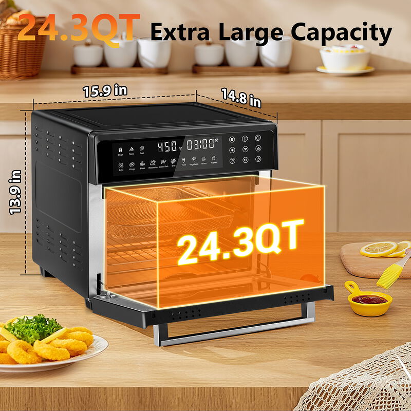 Cusimax 24QT Air Fryer Oven Combo, 13-in-1 Convection Toaster Oven with Rotisserie & Dehydrator, Large Countertop Oven with Touch Screen image number 2