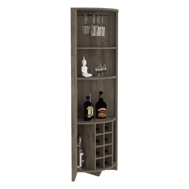 Corner Bar Cabinet Castle, Living Room, Dark Brown