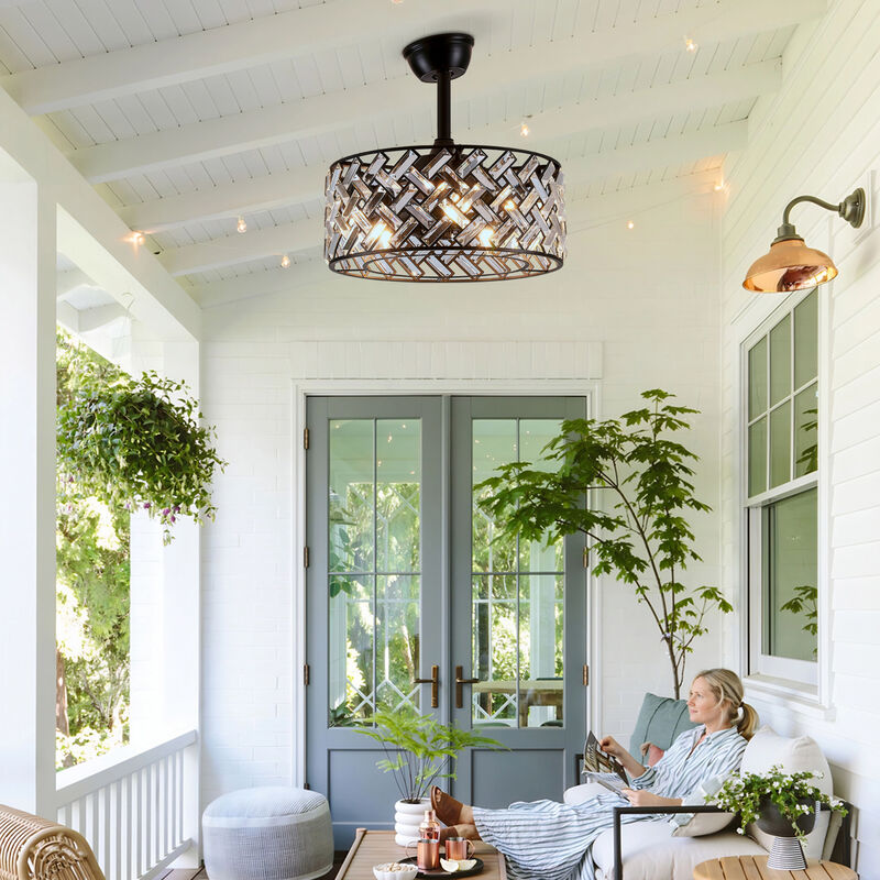 Crystal Cage Ceiling Fan with Remote Control and Quiet Reversible Motor image number 6